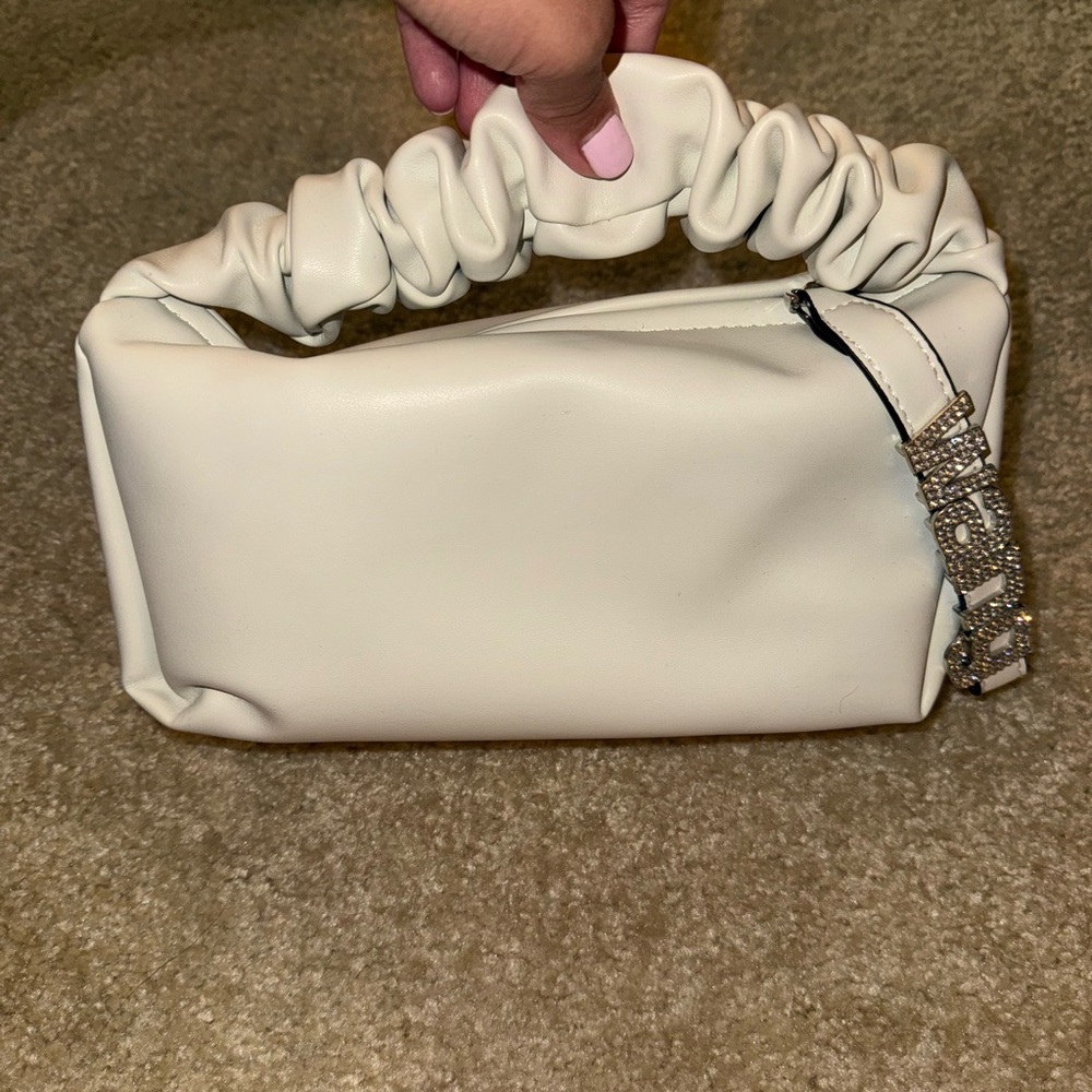 Chic Cream Clutch with Ruched Handle